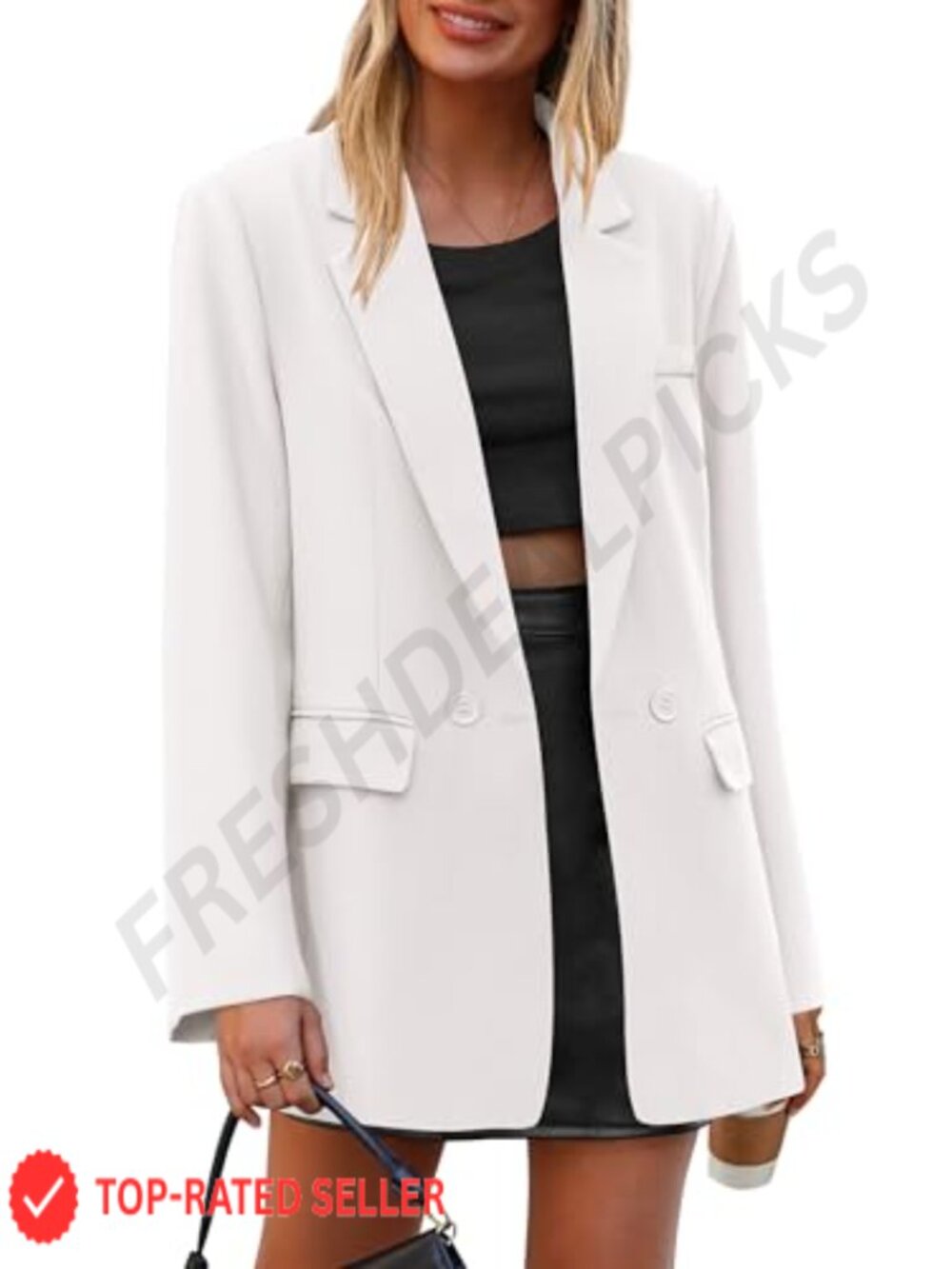 Double Breasted Blazer Loose Fit Business Casual Notch Lapel